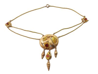 Collana Borbonica in Oro a Basso Titolo con Paste Vitree