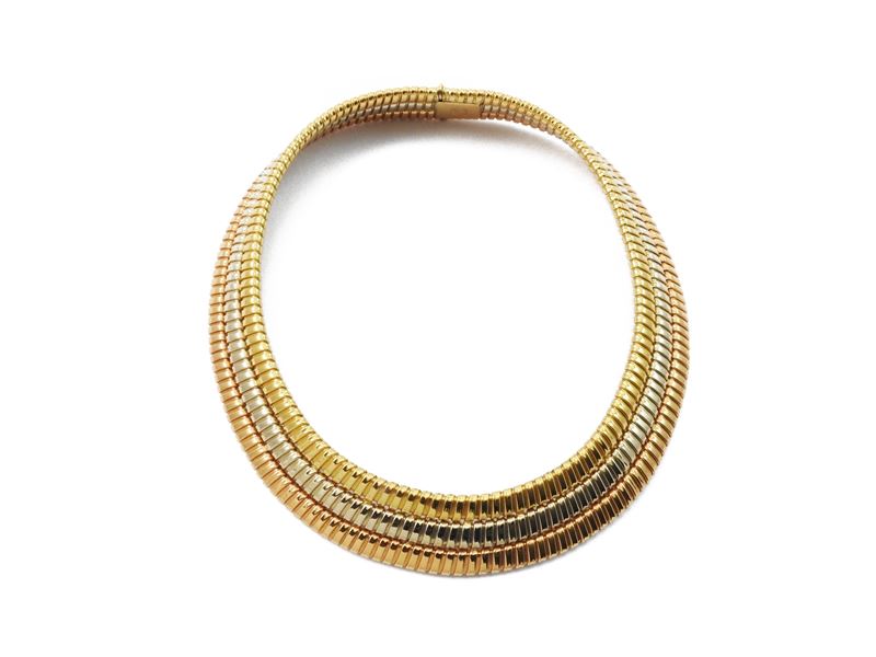 Girocollo Tubogas Carlo Weingrill in Oro Giallo, Oro Bianco e Oro Rosa