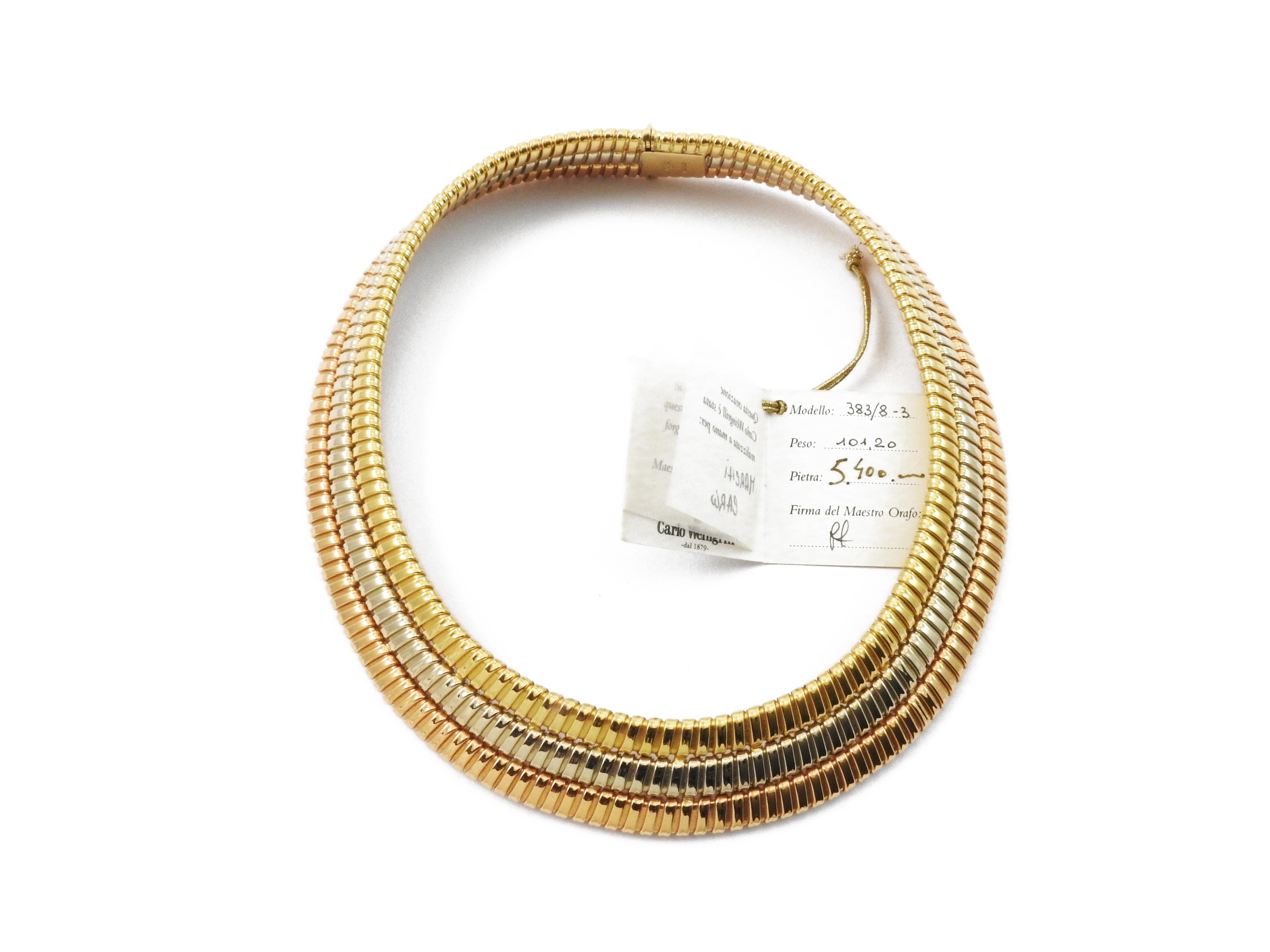 Girocollo tubogas Carlo Weingrill in oro giallo, oro bianco e oro rosa