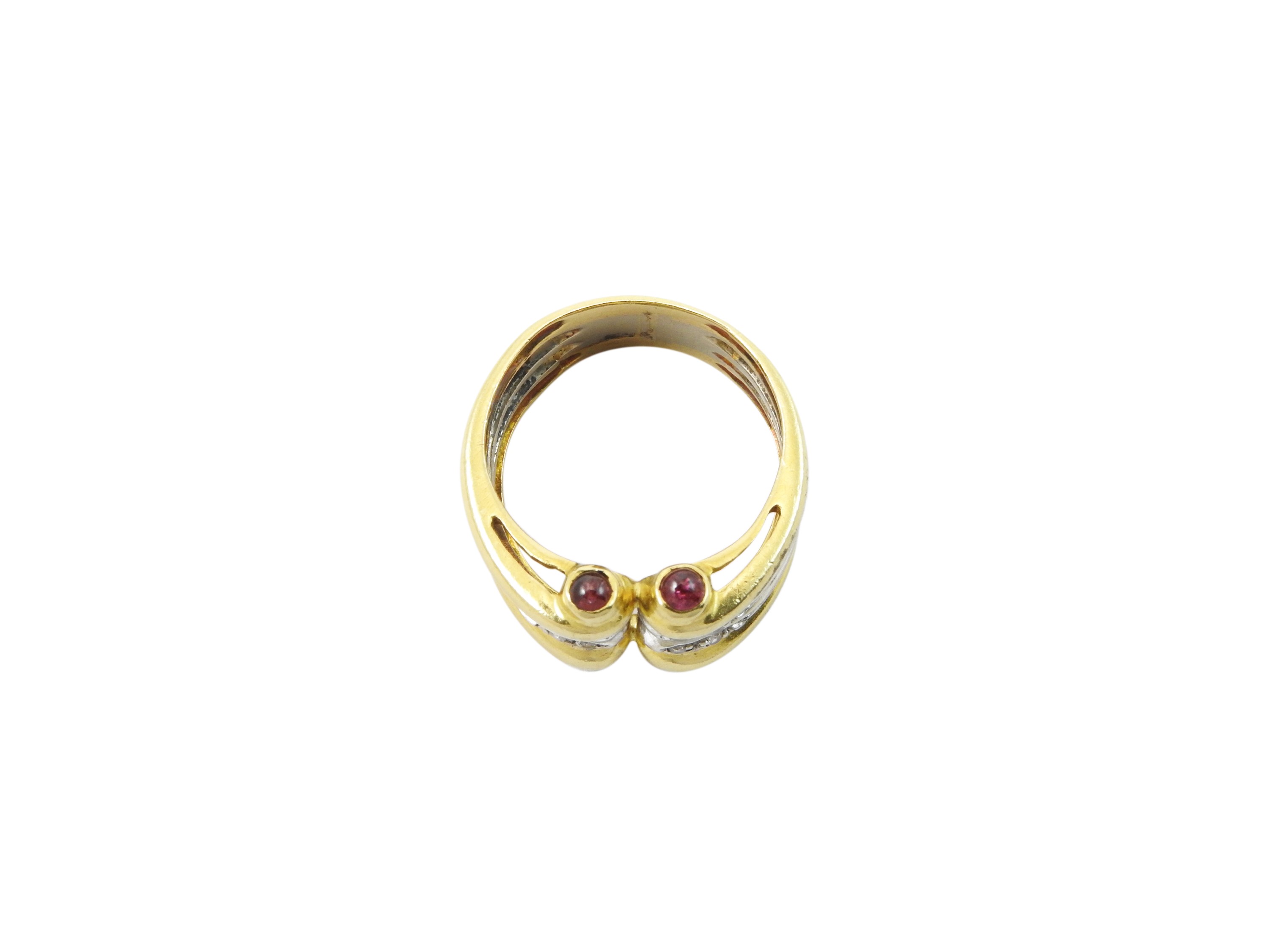 Anello in Oro Giallo e Bianco con Diamanti e Rubini