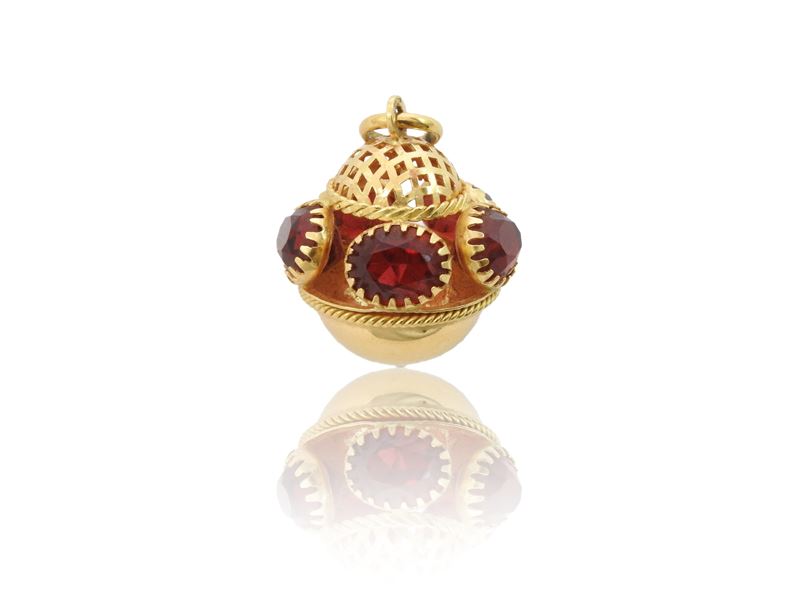 Pendente in Oro Giallo con Paste Vitree