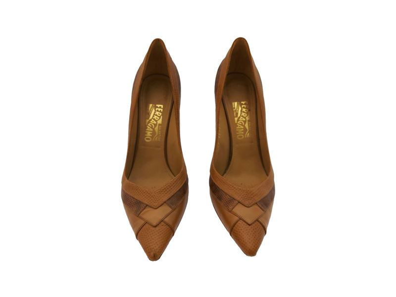 Salvatore Ferragamo, Décolleté in Pelle Marrone
