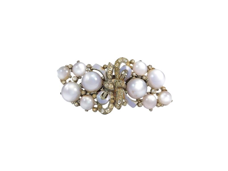 Coro, "moonglow" Spilla Duette in Lucite e Strass