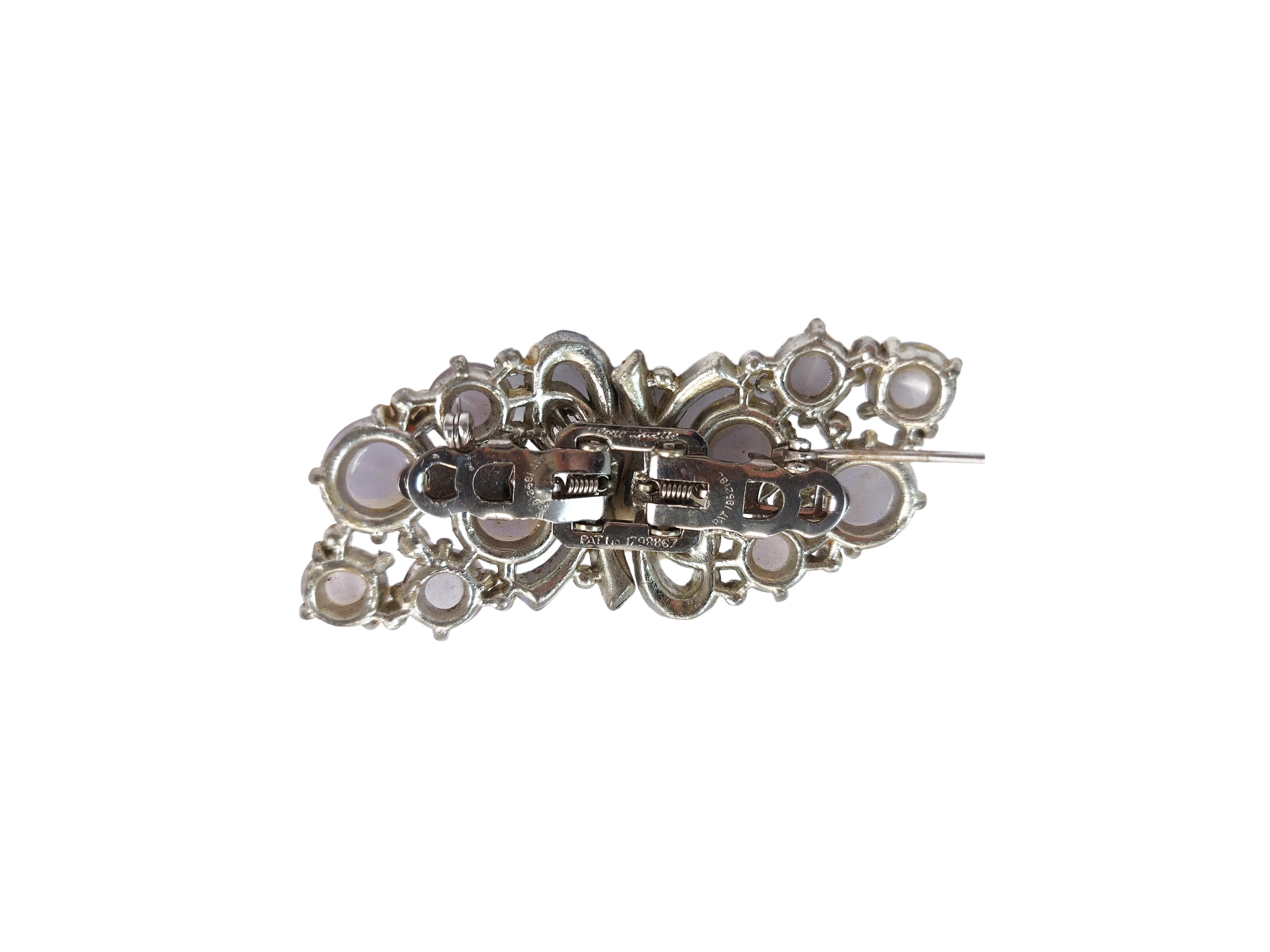 Coro, "moonglow" Spilla Duette in Lucite e Strass