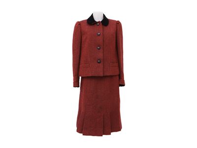 Celine, Tailleur in Lana Rosso e Nero