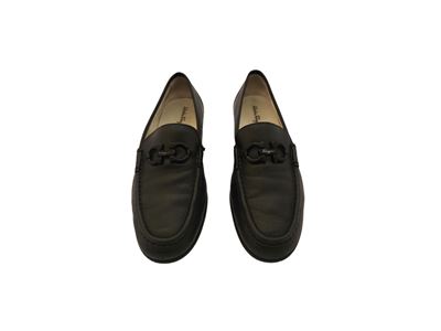 Salvatore Ferragamo, Mocassini in Pelle Nera con Fibbia con Logo