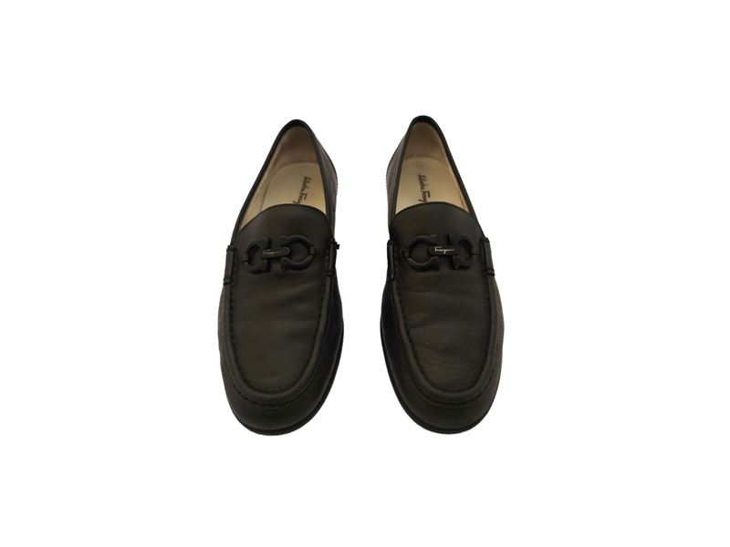 Salvatore Ferragamo, Mocassini in Pelle Nera con Fibbia con Logo