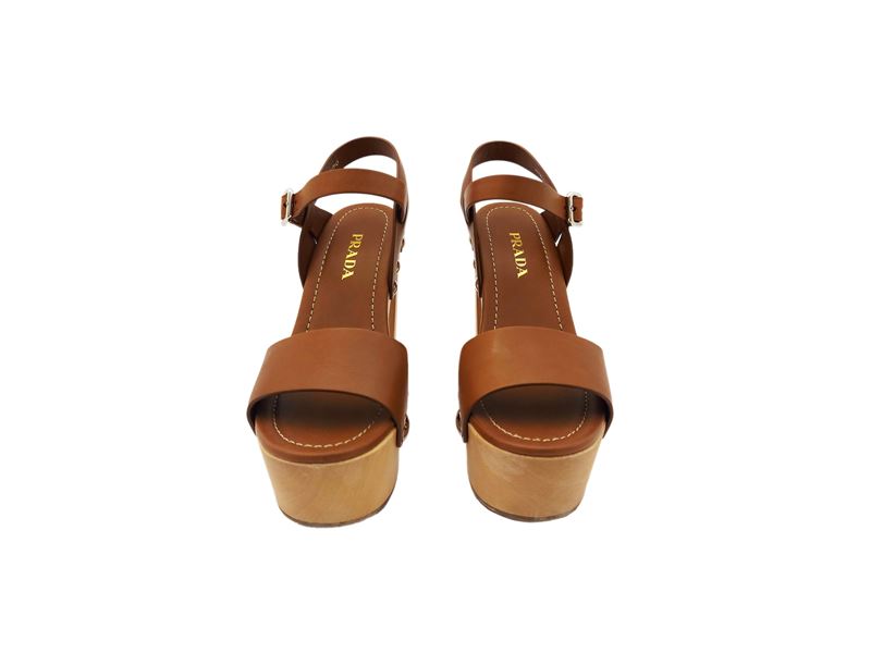 Prada, Sandali in Pelle Color Biscotto