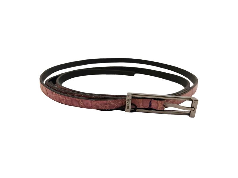Gucci, Cinturina in Pelle Lilla Stampa Cocco