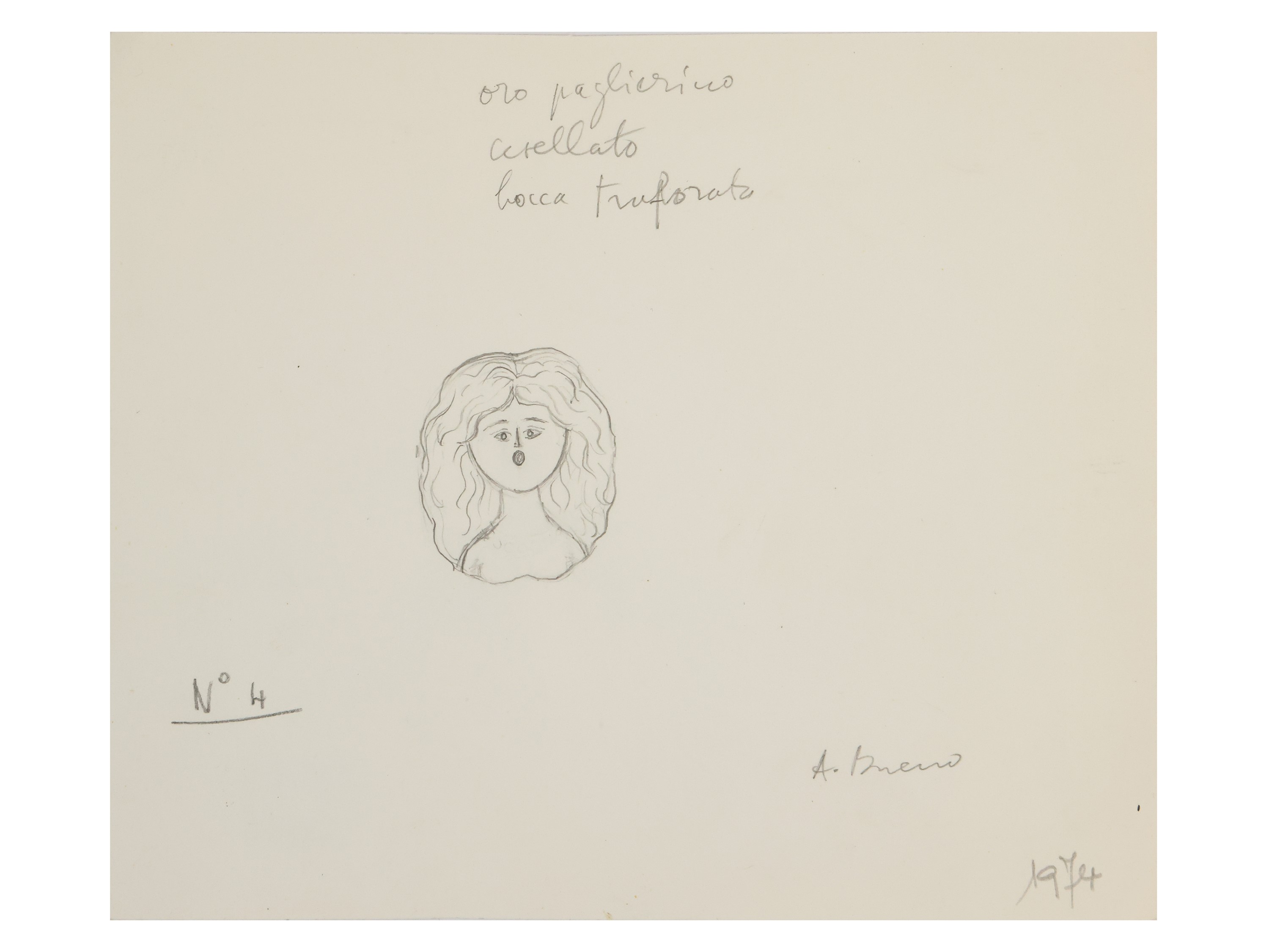 'Donna capelluta' 1975 Pendente in oro giallo con rubino