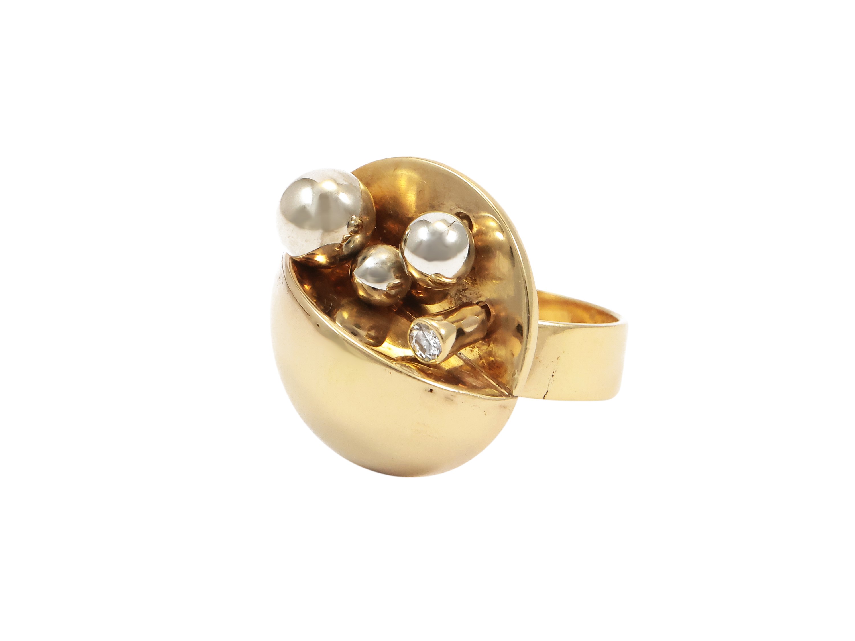 Alberto Giorgi - 'arte Cinetica. Opera 688' 1970-1975 Anello in Oro Giallo con Diamante