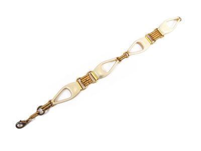 Bracciale in Metallo Giallo con Smalti Color Avorio
