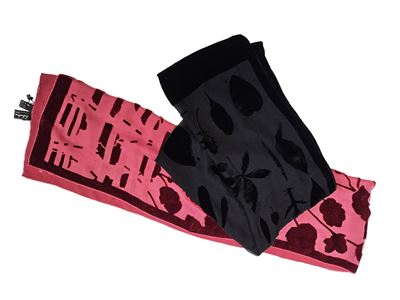 Salvatore Ferragamo, Tre Sciarpine in Seta, Viscosa e Velluto