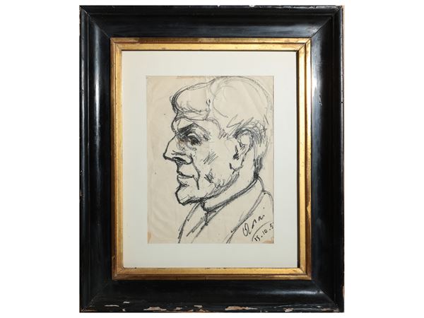 Ottone Rosai - Ritratto di uomo di profilo 1953
