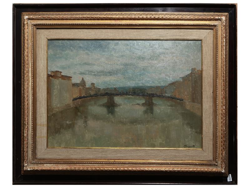 Mario Borgiotti - Veduta di Firenze con Ponte
