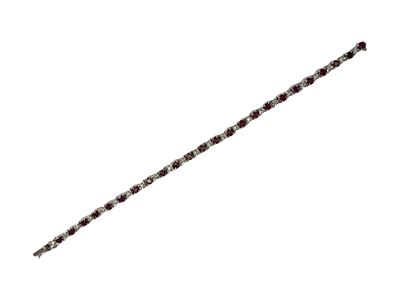 Bracciale Tennis in Oro Bianco con Rubini ed Imitazioni di Diamante