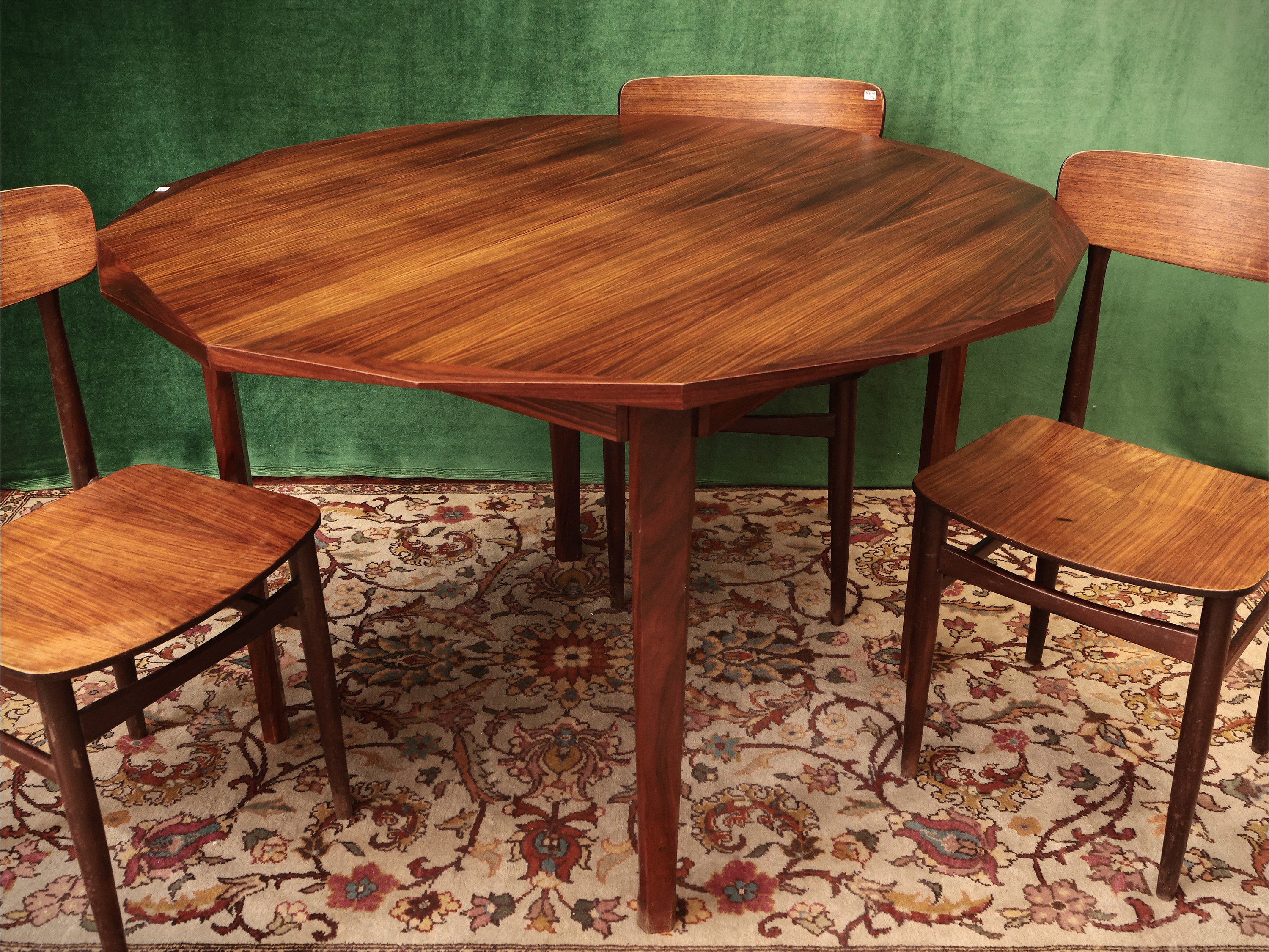 Tavolo da pranzo TPA 18 in legni esotici, 1960