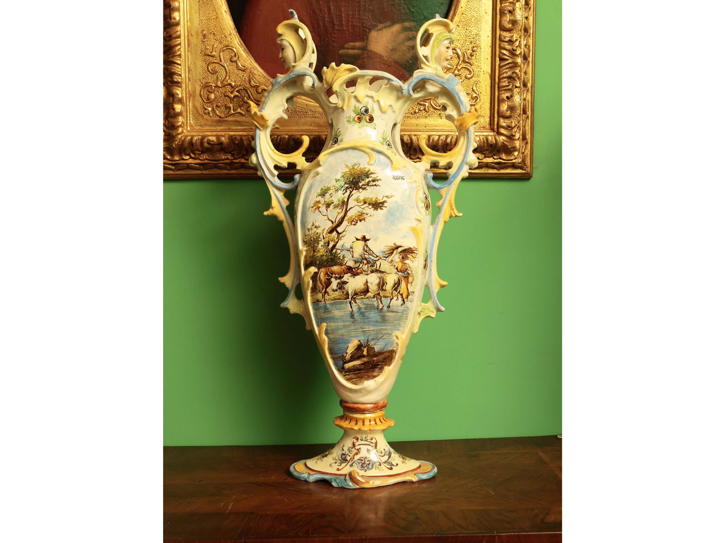 Vaso in ceramica policroma, XIX/XX secolo
