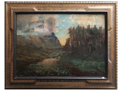 Veduta del Monte Bianco, olio su tela