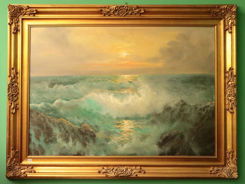 Scuola Francese del XX Secolo - Mareggiata al Tramonto