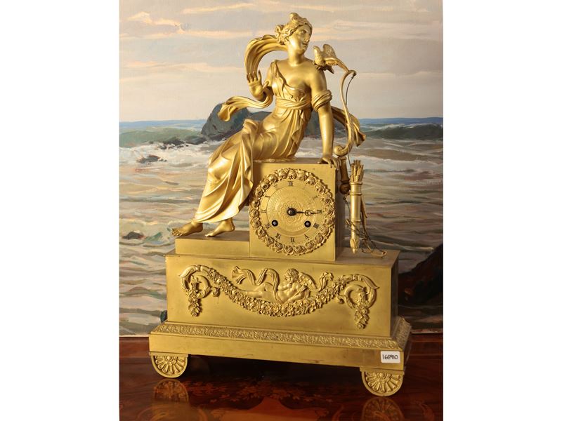 Orologio da tavolo, bronzo dorato, prima metà del XIX secolo