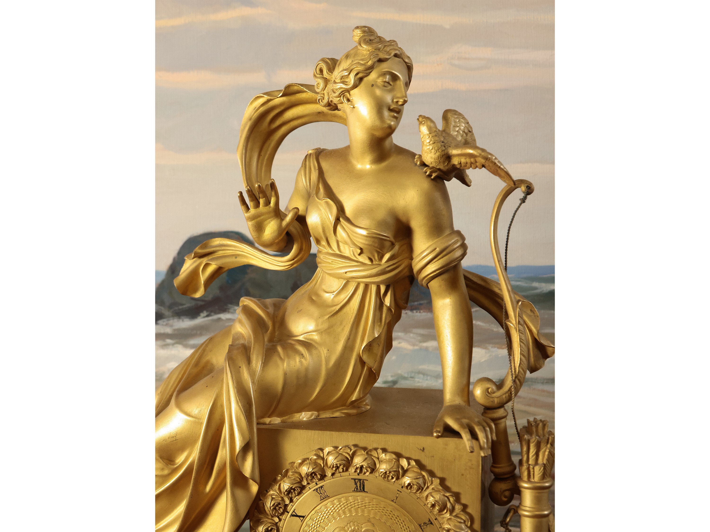 Orologio da tavolo, bronzo dorato, prima metà del XIX secolo