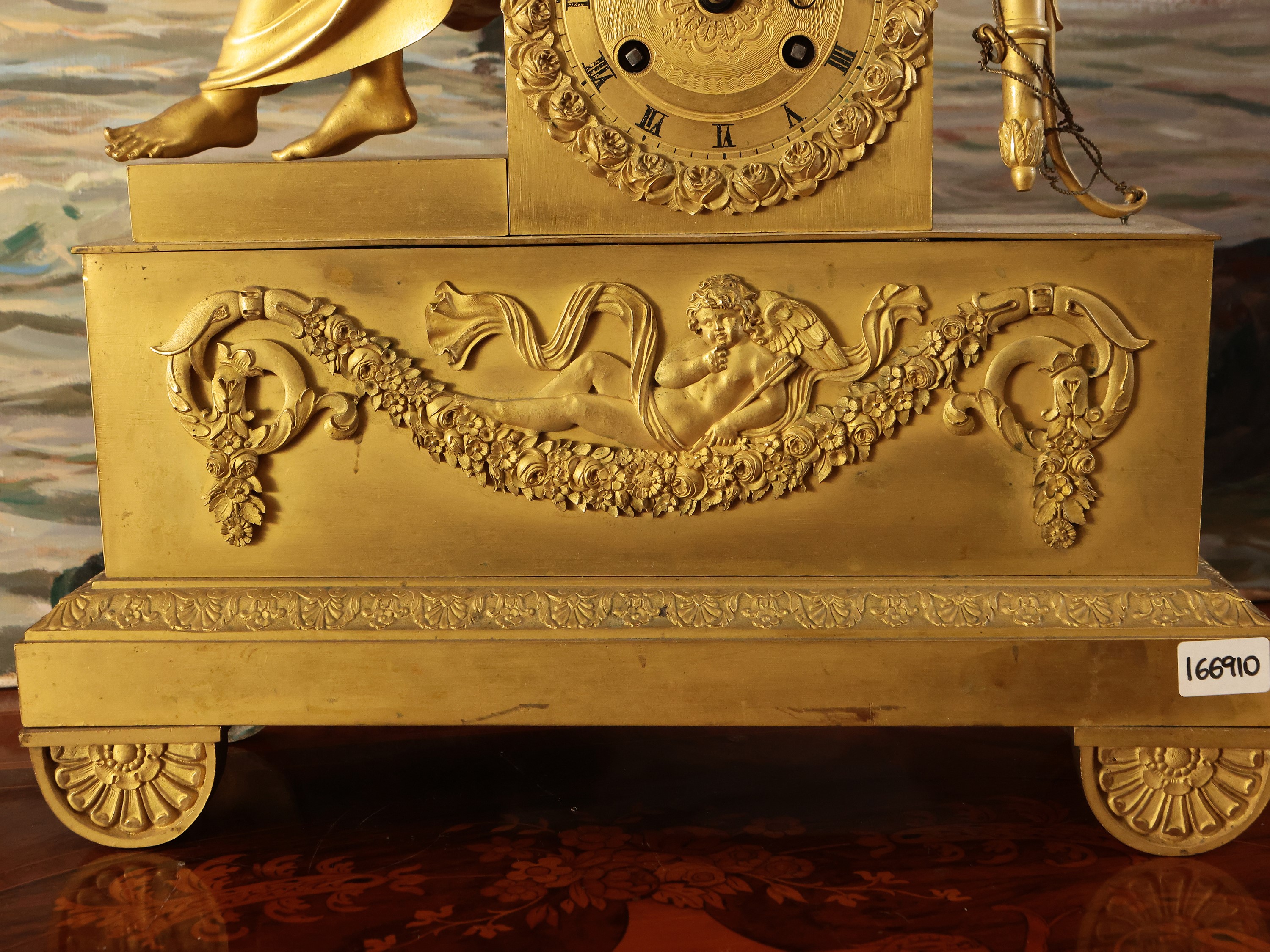 Orologio da tavolo, bronzo dorato, prima metà del XIX secolo
