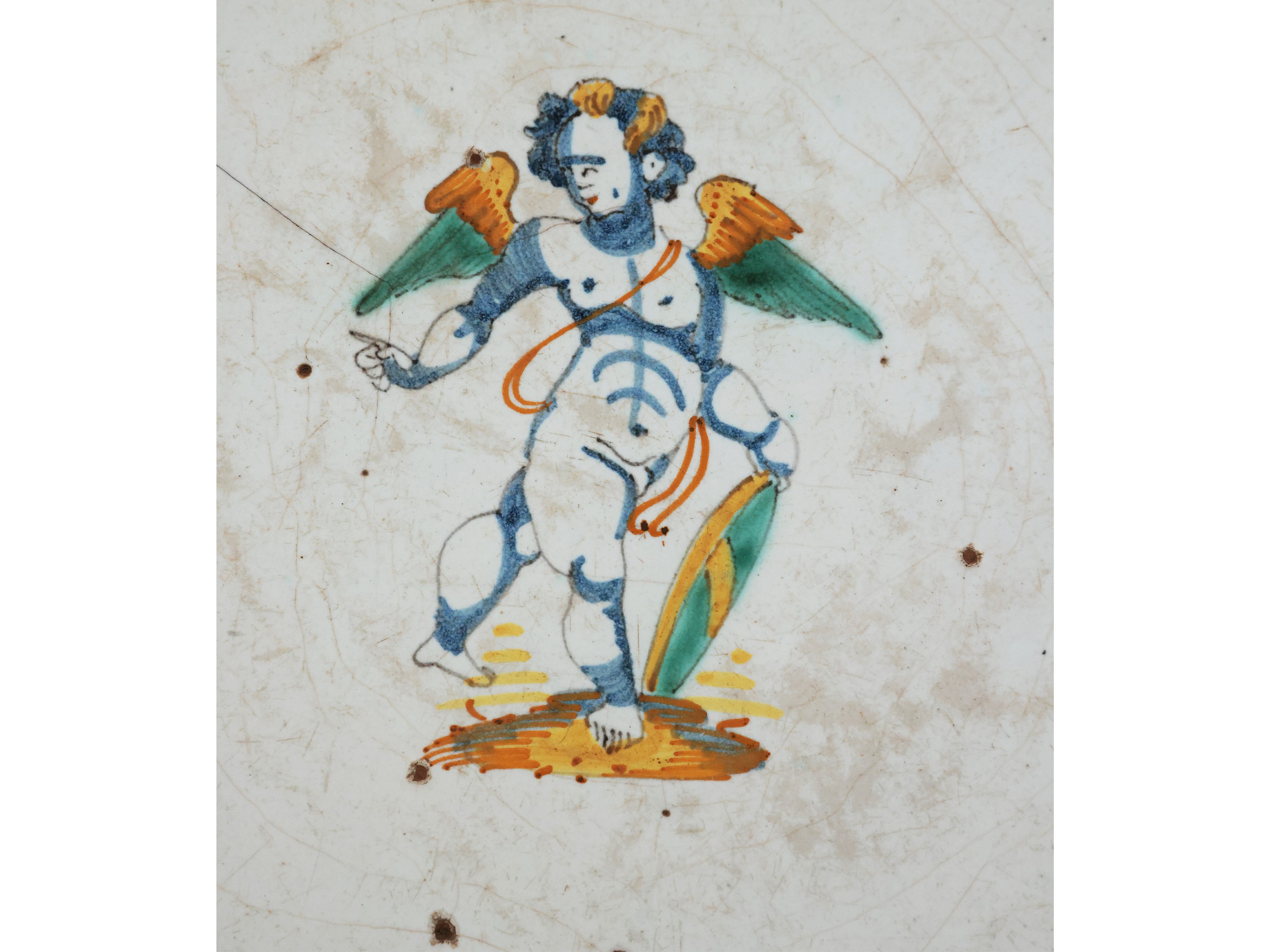Alzatina e piatto in maiolica, Deruta, XVII secolo