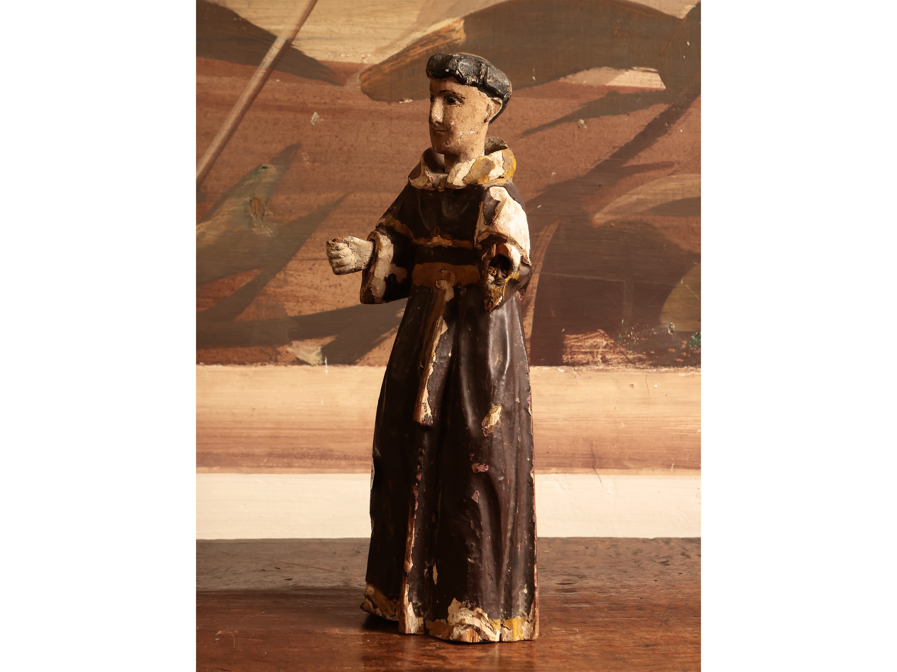 Scultura D'epoca in Legno Policromo
