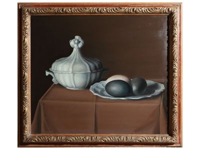 Composizione con Maioliche e Uova