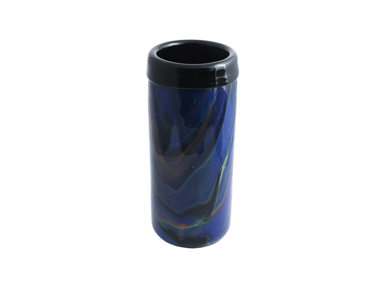 Missoni, Vaso cilindrico in vetro colorato marmorizzato, Murano, seconda metà del XX secolo