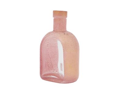 Barovier & Toso, Piccola bottiglia in vetro rosa con inclusioni dorate