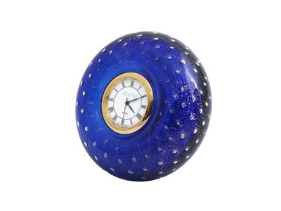 Venini, Orologio in vetro blu cobalto con inclusioni dorate