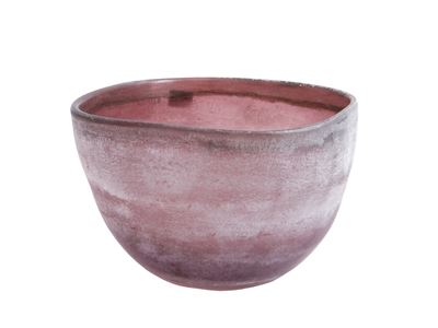Coppa quadrilobata in vetro scavo color ametista, Murano, Anni Settanta