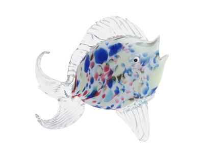 Fratelli Toso, Pesce in vetro lattimo con decorazioni multicolori, Murano, Anni Venti