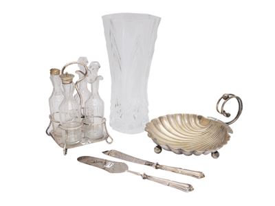 Set di Accessori per la Tavola in Metallo Argentato e Cristallo Intagliato