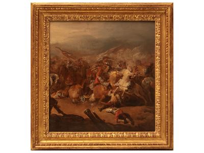 Battaglia equestre, olio su tela