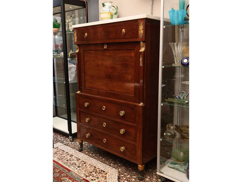 Secretaire in noce impiallacciato, stile Retour d'Egypte