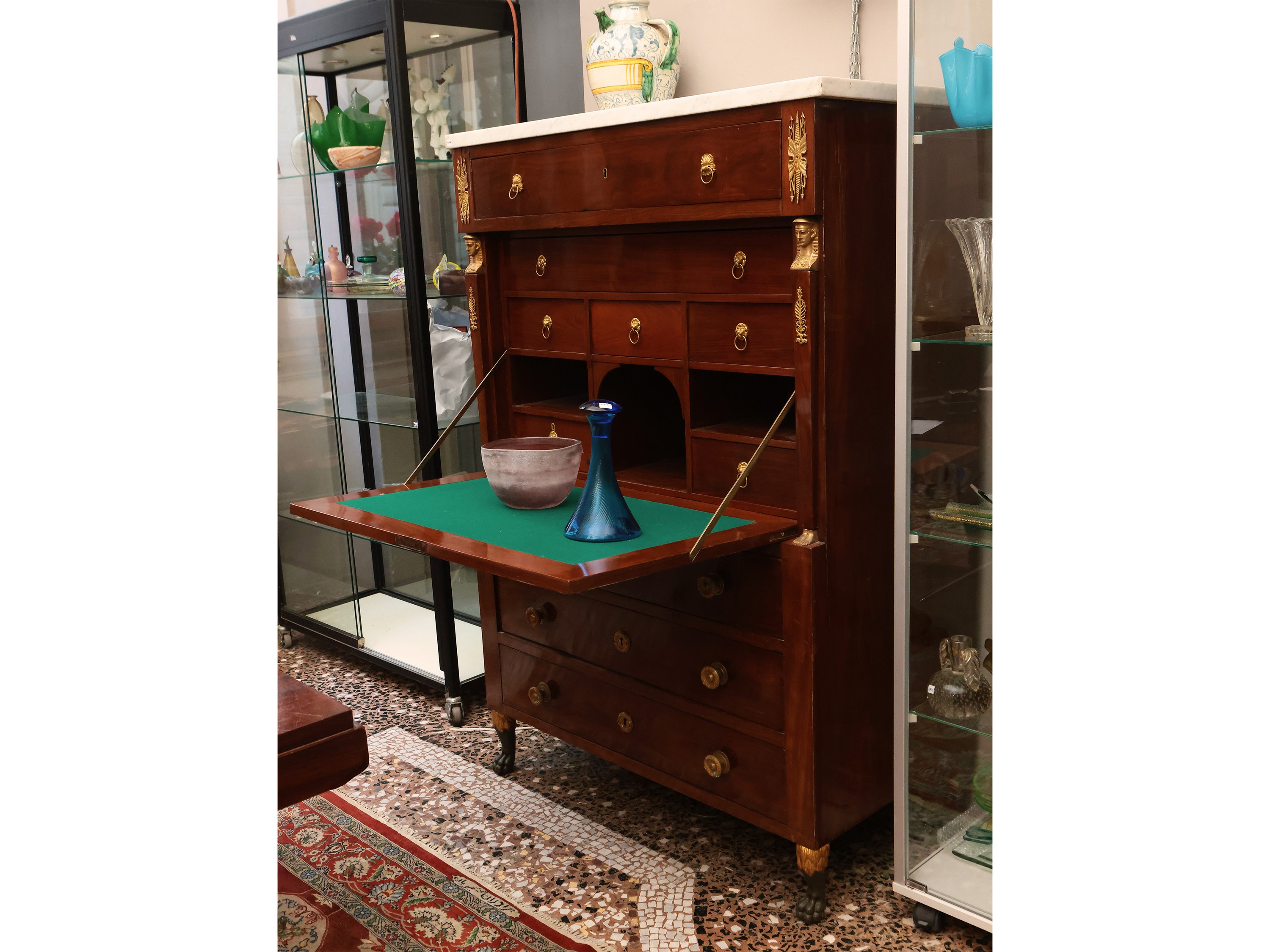 Secretaire in noce impiallacciato, stile Retour d'Egypte