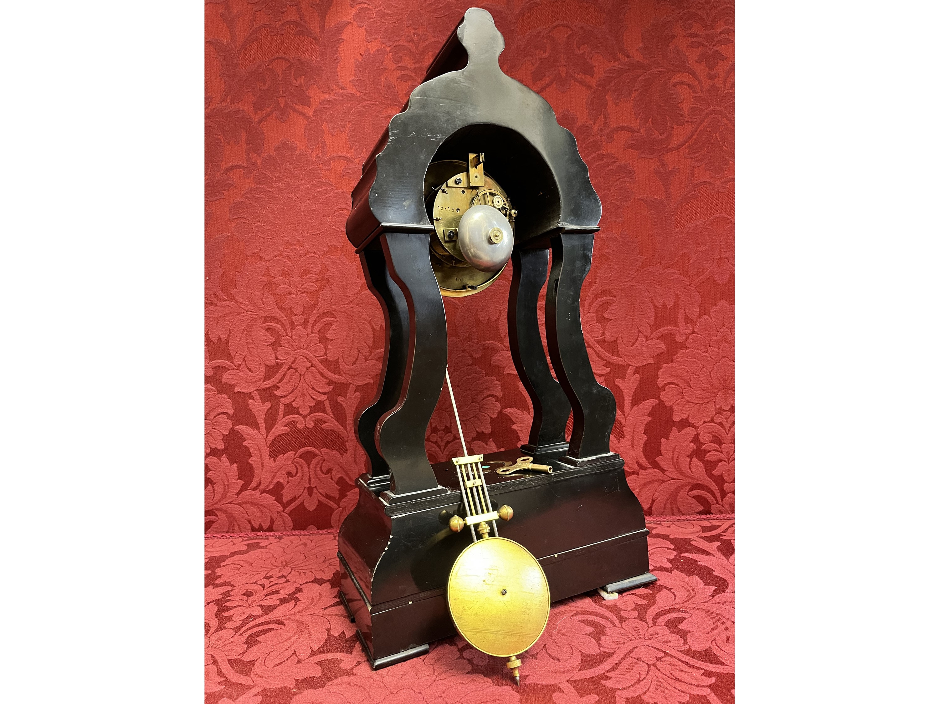 Grande Orologio da Tavolo in Legno Ebanizzato