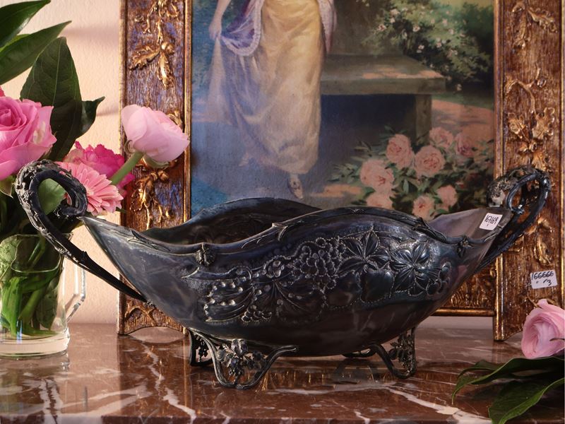 Centrotavola a navicella in argento, Alvignani & Galeotti Firenze