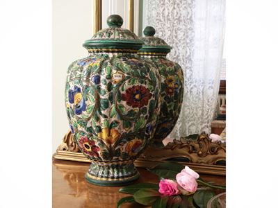 Grande Vaso a Potiche in Terracotta Smaltata