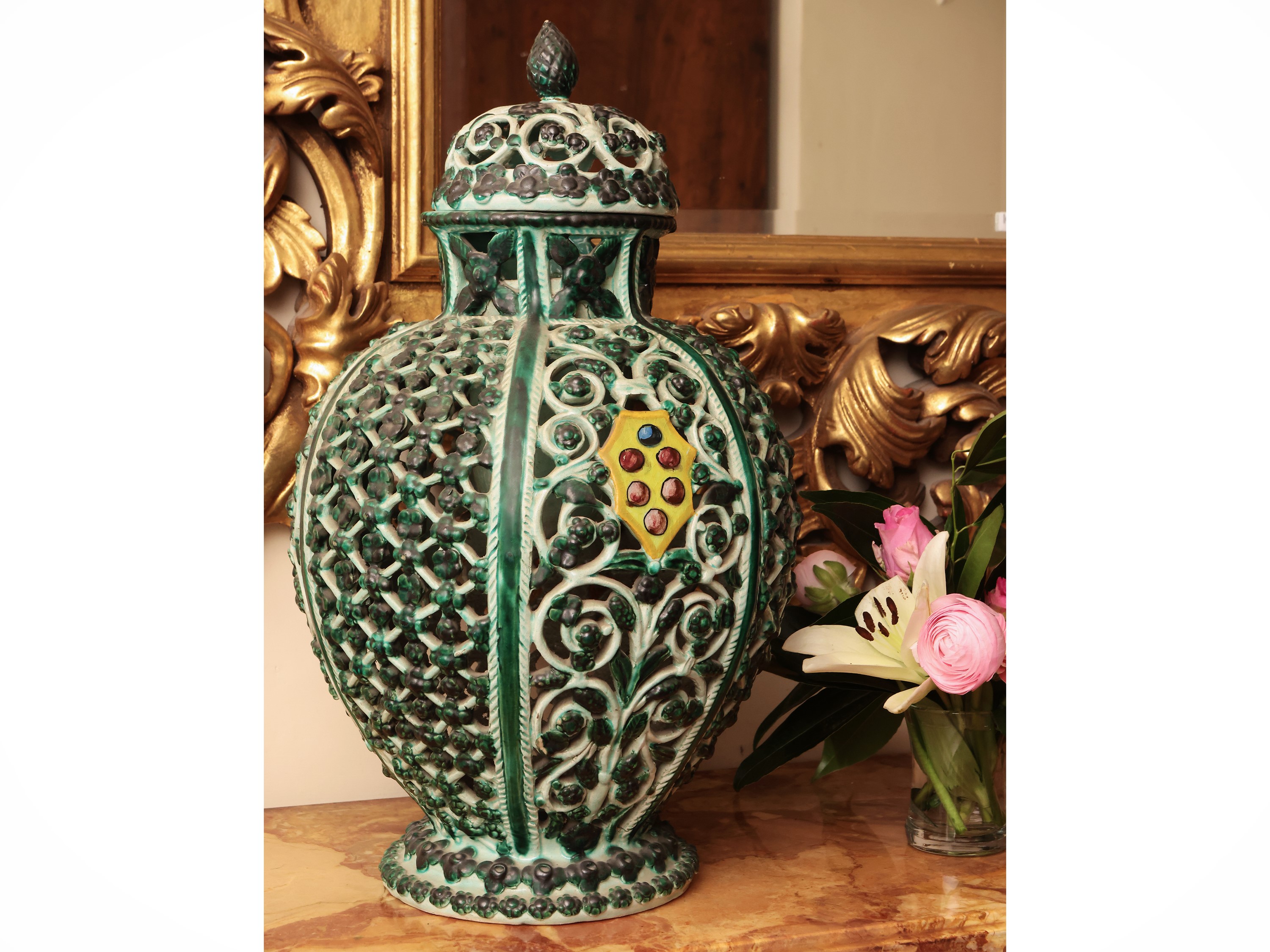 Grande Vaso a Potiche in Terracotta Smaltata