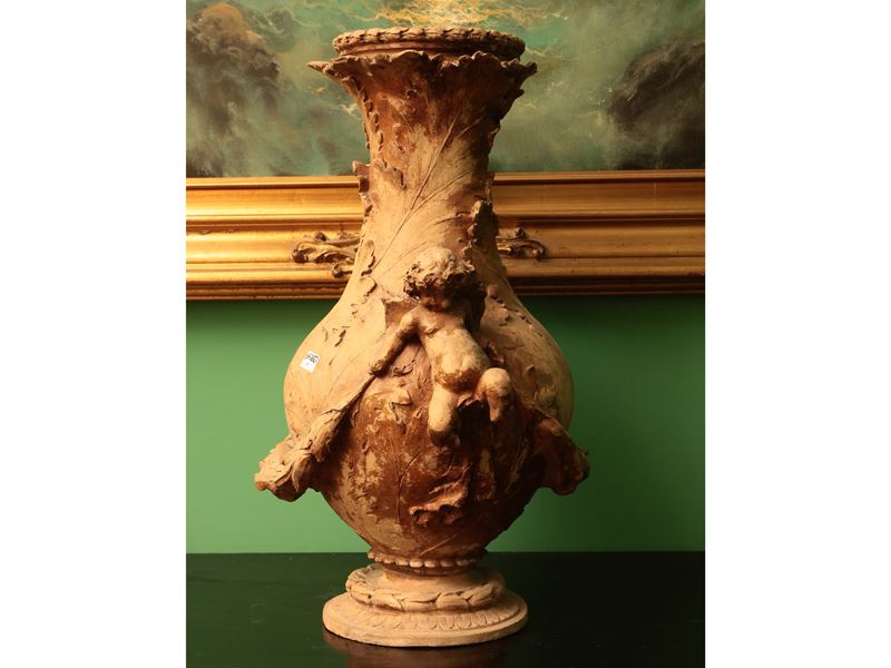 Vaso a balaustro in terracotta, inizio del XX secolo