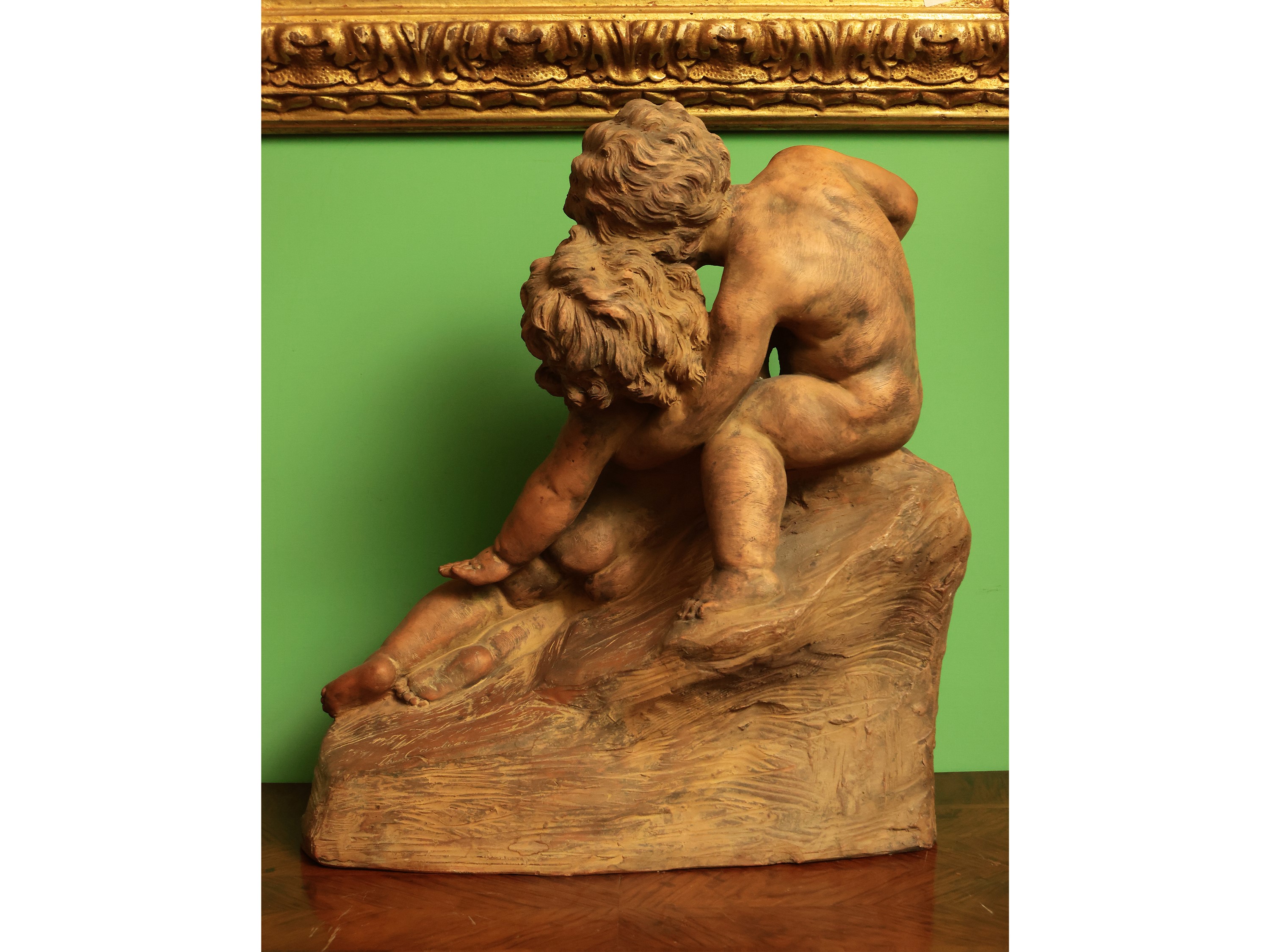 Grande gruppo in terracotta raffigurante l'Allegoria dell'Amore, Francia XIX secolo