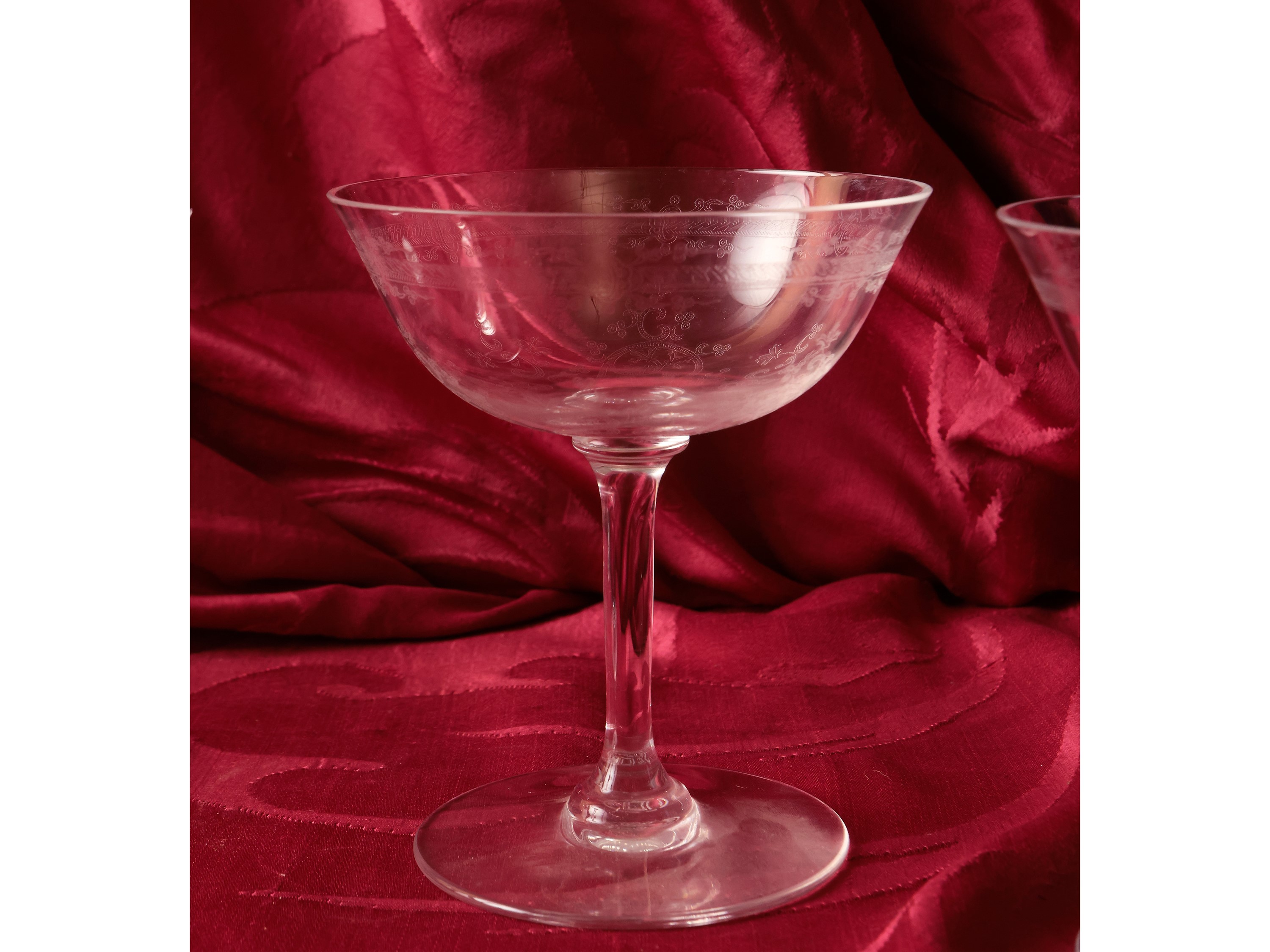 Baccarat, Serie di sei coppe da champagne in cristallo, altezza 11 cm