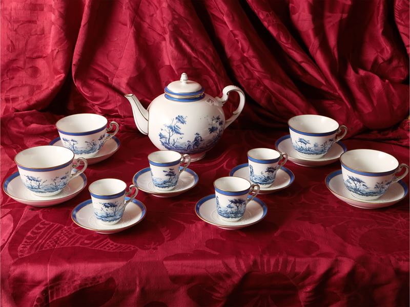 Richard Ginori, Servizio da tè e caffè in porcellana, Paesaggi con pastori, XX secolo