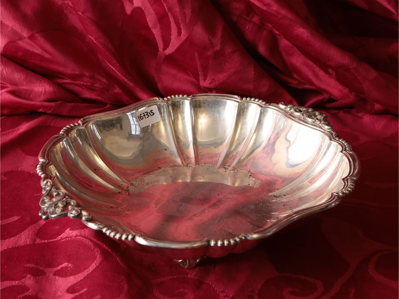 Cestino porta bonbon in argento, gr 310, h cm 6x26x22