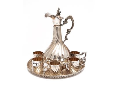Set da liquore in argento, Germania, inizio del XX secolo