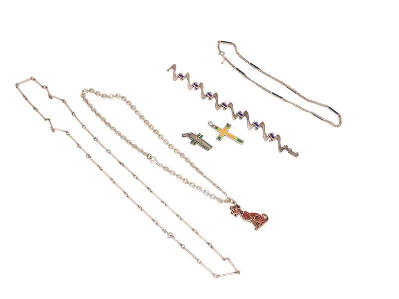 Lotto di bijoux in argento sterling 925, composto da collane, bracciale e pendenti